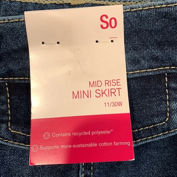 NWT SO mid rise button front mini skirt size 11 - Picture 4 of 4